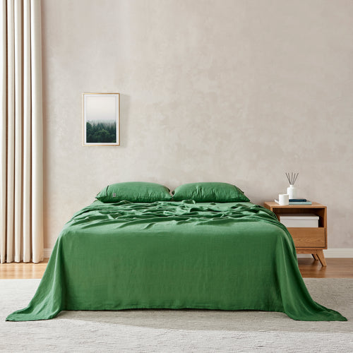 100% European Flax Linen Sheet Set Olive