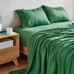 100% European Flax Linen Sheet Set Olive