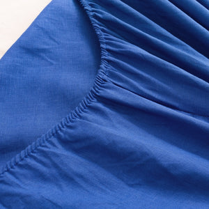 100% European Flax Linen Sheet Set Deep Blue
