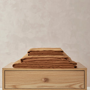 100% European Flax Linen Sheet Set Rust