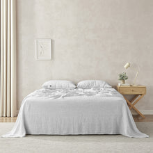 Classic Pinstripe Linen Sheet Set White with Dark Pinstripe