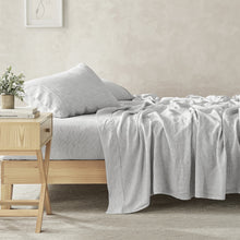 Classic Pinstripe Linen Sheet Set White with Dark Pinstripe