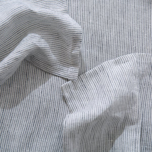 Classic Pinstripe Linen Sheet Set White with Dark Pinstripe