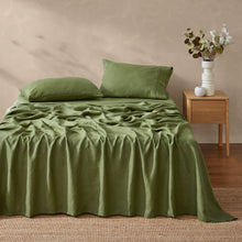 Vintage Washed Hemp Linen Sheet Set Olive
