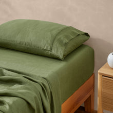 Vintage Washed Hemp Linen Sheet Set Olive