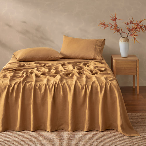 Vintage Washed Hemp Linen Sheet Set Rust