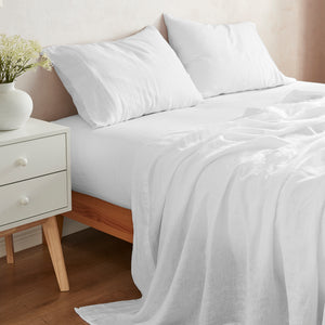 100% European Flax Linen Sheet Set White