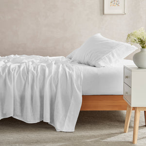 100% European Flax Linen Sheet Set White