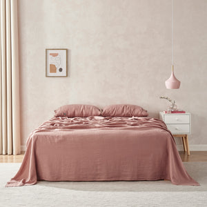 100% European Flax Linen Sheet Set Rose Gold