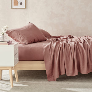 100% European Flax Linen Sheet Set Rose Gold