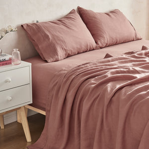 100% European Flax Linen Sheet Set Rose Gold