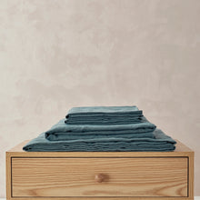 100% European Flax Linen Sheet Set Washed Blue