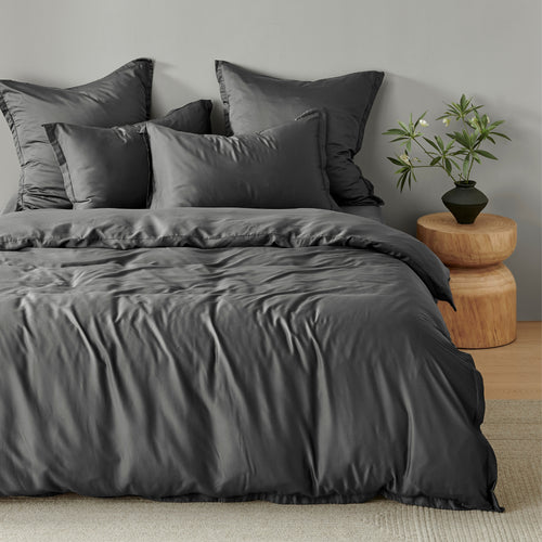 Bamboo Tailored Quilt Cover Set Charcoal