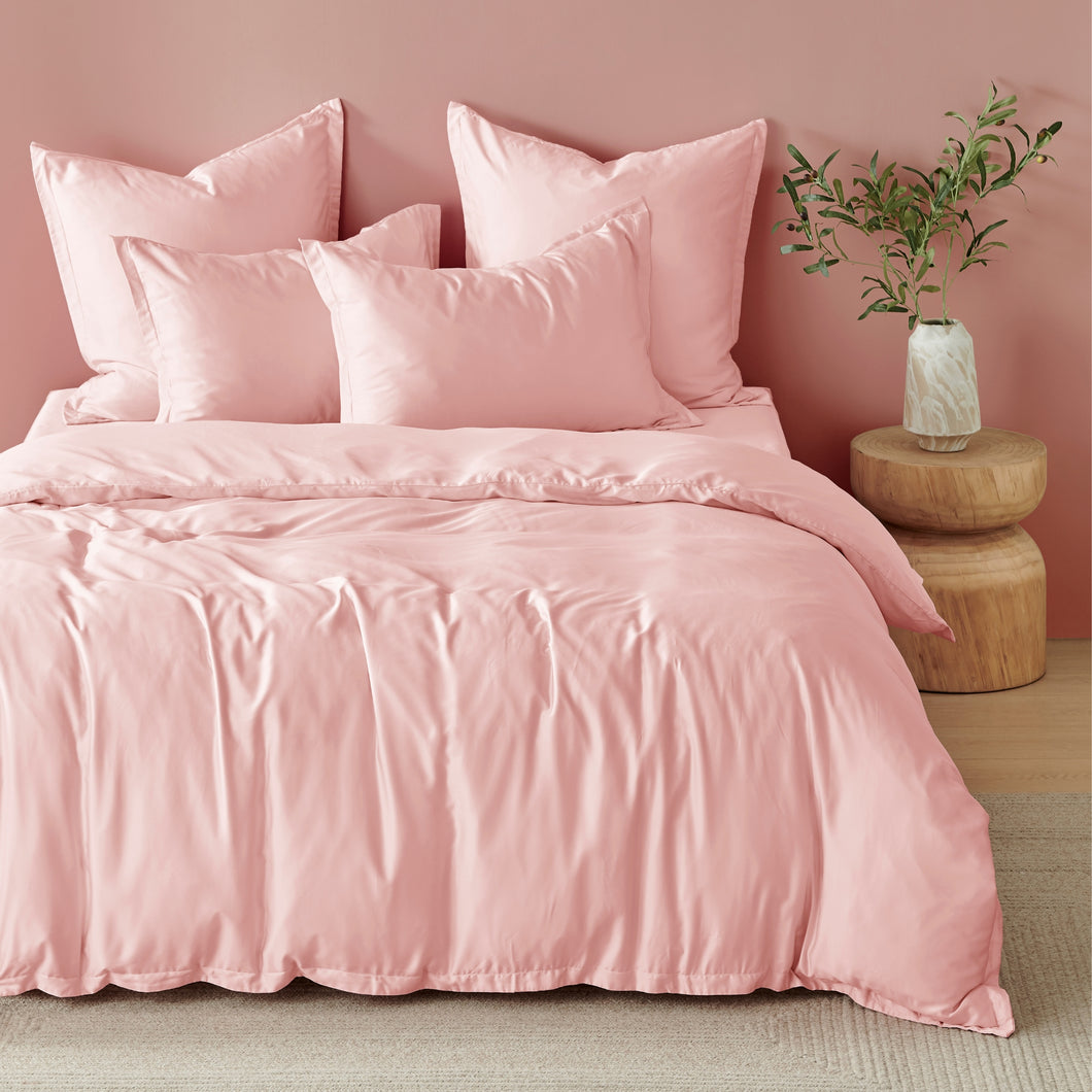 Bamboo Tailored Quilt Cover Set Blush Pink