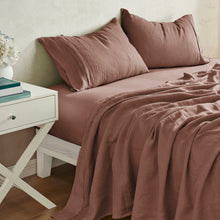 100% European Flax Linen Sheet Set Tawny Brown