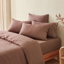 100% European Flax Linen Quilt Cover Set Tawny Brown