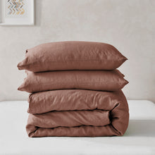 100% European Flax Linen Quilt Cover Set Tawny Brown