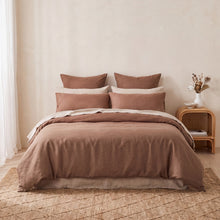 100% European Flax Linen Quilt Cover Set Tawny Brown