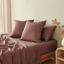 100% European Flax Linen Tawny Brown Euro Pillowcase Twin Pack
