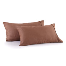 100% European Flax Linen Tawny Brown King Pillowcase Twin Pack