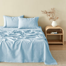 100% European Flax Linen Sheet Set Powder Blue