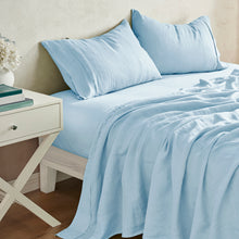 100% European Flax Linen Sheet Set Powder Blue