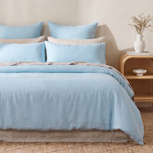 100% European Flax Linen Quilt Cover Set Powder Blue