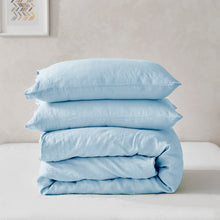 100% European Flax Linen Quilt Cover Set Powder Blue