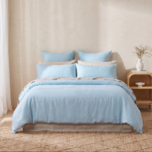 100% European Flax Linen Quilt Cover Set Powder Blue