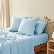 100% European Flax Linen Powder Blue Euro Pillowcase Twin Pack