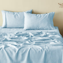 100% European Flax Linen Powder Blue Standard Pillowcase Twin Pack