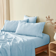 100% European Flax Linen Powder Blue King Pillowcase Twin Pack