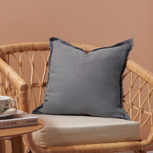 ARDENNE Washed French Linen Cushion with Oxford Edge Birch Grey 50x50cm