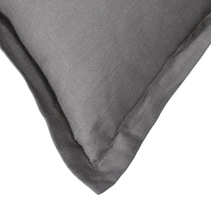 ARDENNE Washed French Linen Cushion with Oxford Edge Birch Grey 50x50cm