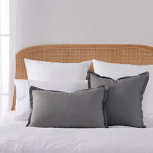 ARDENNE Washed French Linen Cushion with Oxford Edge Birch Grey 50x50cm