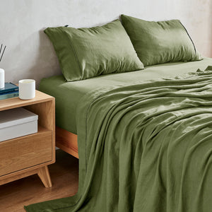 100% European Flax Linen Sheet Set Hunter
