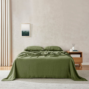 100% European Flax Linen Sheet Set Hunter