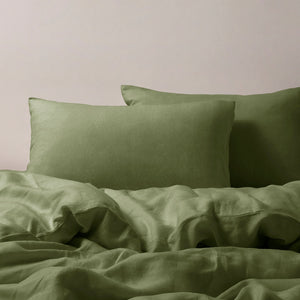 Linen 100% European Flax Linen Quilt Cover Set Hunter