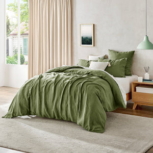 Linen 100% European Flax Linen Quilt Cover Set Hunter