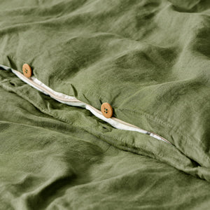 Linen 100% European Flax Linen Quilt Cover Set Hunter