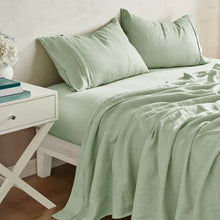 100% European Flax Linen Sheet Set Willow Green
