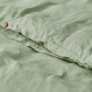 Linen 100% European Flax Linen Quilt Cover Set Willow Green