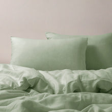 Linen 100% European Flax Linen Quilt Cover Set Willow Green