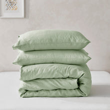 Linen 100% European Flax Linen Quilt Cover Set Willow Green