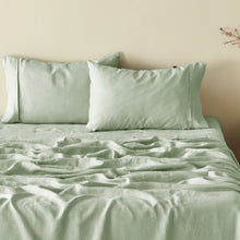 100% European Flax Linen Willow Green Standard Pillowcase Twin Pack