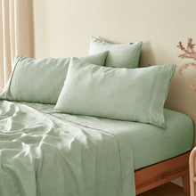 100% European Flax Linen Willow Green King Pillowcase Twin Pack