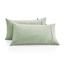 100% European Flax Linen Willow Green King Pillowcase Twin Pack