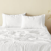 100% European Flax Linen White Standard Pillowcase Twin Pack