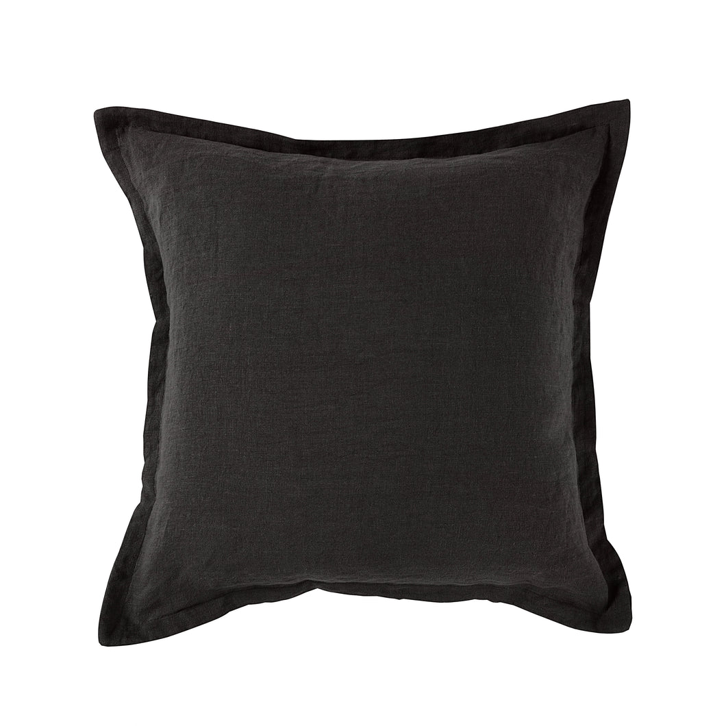 ARDENNE Washed French Linen Cushion with Oxford Edge - Charcoal