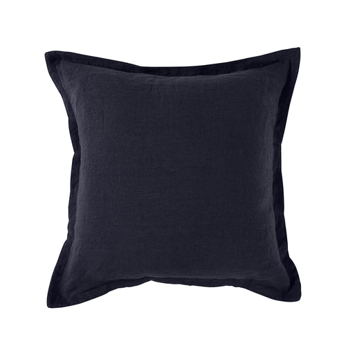 ARDENNE Washed French Linen Cushion with Oxford Edge - Midnight Blue